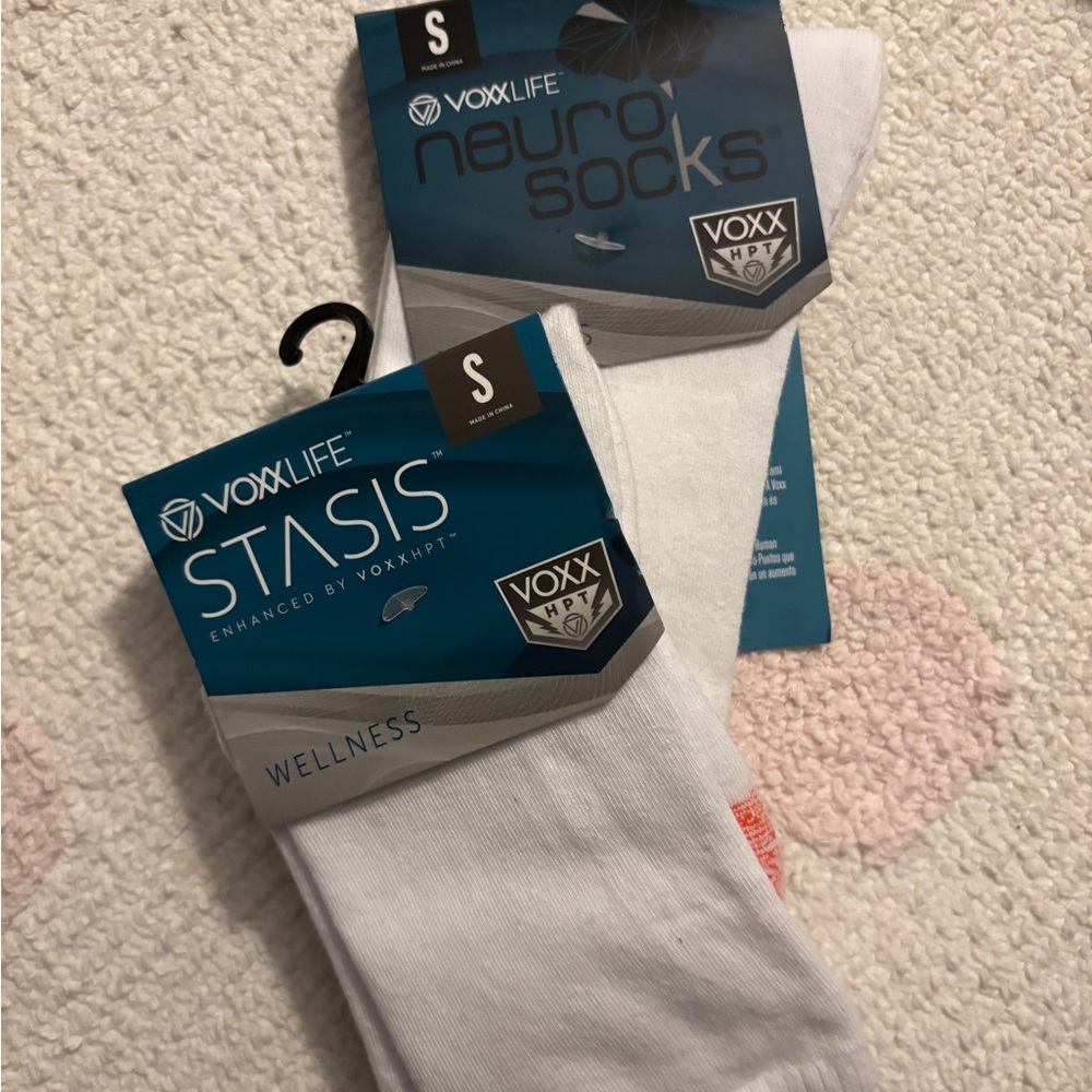 VoxxLife White Wellness Socks - Size Small